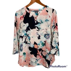 VAN HEUSEN / Floral Print 3/4 Sleeve Blouse Size S